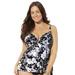 Plus Size Women's Bra Sized Faux Flyaway Underwire Tankini Top by Swimsuits For All in Neutral Floral (Size 42 G)