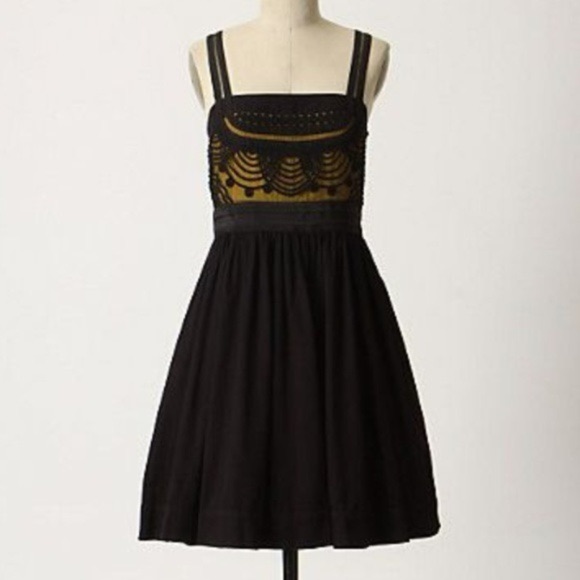 Anthropologie Dresses | Anthropologie Floreat Cloaked Vista Mod Dress | Color: Black/Yellow | Size: 4