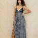 Free People Dresses | Free People Good Vibes Embellished Maxi Dress L | Color: Blue/Cream | Size: L