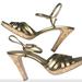 Coach Shoes | Coach Gold Leather Ankle Straps Cork Heel Sandals | Color: Gold | Size: 10