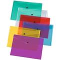 50 A4 / Foolscap Document Plastic Wallets Bright Transparent Popper Wallet/Paper Wallets - Assorted Colours