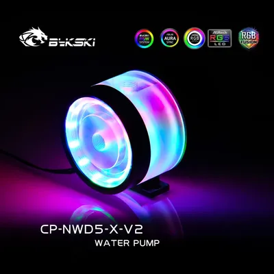 Bykski – pompe D5 CP-NWD5-X-V2 avec débitmètre Maximum 5M 1000L/H symphonie lumineuse 5V ARGB