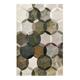 Tapis motif cercles vintage vert/gris pour salon, chambre 290x200