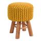 Petit tabouret tricot en coton jaune moutarde