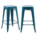 Tabouret pour îlot central 66 cm en métal bleu mat (lot de 2)