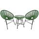 Salon de jardin 2 fauteuils ronds et table basse vert