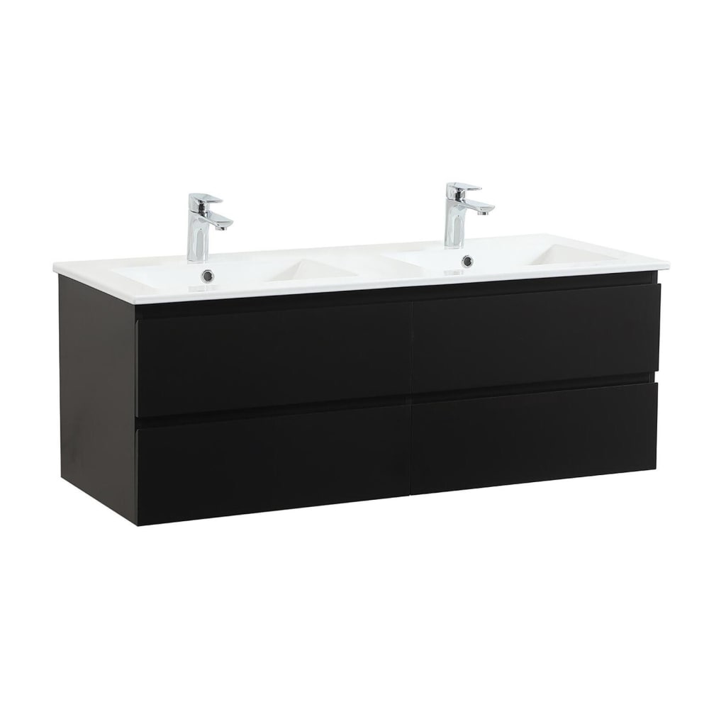 Meuble double vasque suspendu avec plan vasque en céramique 120cm