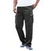 Men's Big & Tall Fleece Cargo Sweatpants by KingSize in Black White Marl (Size 6XL)