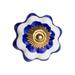 HomeRoots 1.5" x 1.5" x 1.5" White/Blue/Gold - Knobs 12-Pack Ceramic in Blue/Brown/White | 1.5 W in | Wayfair 321666