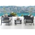 Joss & Main Elza 4 Piece Outdoor Conversation Set in Dark Aluminum w/ Cushions Metal in Gray | 26 H x 94 W x 30 D in | Wayfair