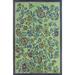 Blue/Green 0.25 in Indoor/Outdoor Area Rug - Mad Mats Floral Hand Hooked Green/Blue/Yellow Indoor/Outdoor Area Rug Polypropylene | 0.25 D in | Wayfair