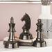 CosmoLiving by Cosmopolitan Dark Gray Aluminum Chess Sculpture w/ Knight, Queen & King 3 - Pieces Aluminum in Black | 9 H x 4 W x 4 D in | Wayfair