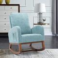 Corrigan Studio® Esra Rocking Chair Upholstered/Polyester or Polyester Blend/Fabric in Blue | 39.76 H x 27.16 W x 37 D in | Wayfair