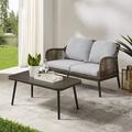 Joss & Main Hoxton Outdoor 2 Piece Sofa Seating Group w/ Cushions, Metal in Brown | 29.75 H x 48 W x 75 D in | Wayfair