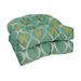 Winston Porter 19-Inch U-Shaped Premium Outdoor Tufted Dining Chair Cushions Set Of 2 Polyester in Green/Blue/Brown | 5 H x 19 W in | Wayfair