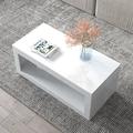 Latitude Run® Elsfield Solid Coffee Table w/ Storage Wood in White | 19.5 H x 47.2 W x 22.4 D in | Wayfair 9B8E4A83E4254B5FB409FE9D0DD33B6A