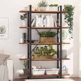 17 Stories Aidann 70.9" H X 47.24" W 5 Tier Etagere Bookcase, Wood in Black/Brown | 70.9 H x 47.24 W x 11.61 D in | Wayfair