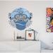 Trinx Boho Monkey Wall Decal, Boho Monkey Wall Sticker, Boho Monkey Wall Decor Vinyl in Gray/Blue | 33 H x 33 W in | Wayfair