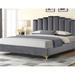 Everly Quinn Jochelle Upholstered Low Profile Platform Bed Velvet, Metal in Blue | 54 H x 65.5 W x 89 D in | Wayfair