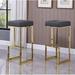 Everly Quinn Jochebed Counter & Bar Stool Upholstered/Leather/Metal/Faux leather in Gray/Yellow | 31 H x 14.5 W x 14 D in | Wayfair