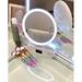 Wrought Studio™ Melody 9 Inch Round Duotone Makeup Mirror w/ Bluetooth Speakers, Vanity Mirror w/ Touch Sensor in White | Wayfair