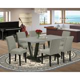 Greyleigh™ Harwood 6 - Person Rubberwood Solid Wood Dining Set Wood/Upholstered in White | Wayfair 0B60365AA57241A281EE6D9C5CE398D7