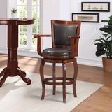 Darby Home Co Greer Swivel 29" Bar Stool Wood/Upholstered/Leather in Brown | 44.5 H x 25 W x 24.5 D in | Wayfair CD88163220B540419B0BEBB833FDA4BE