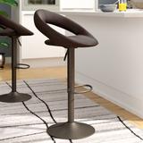 Ivy Bronx Melrose Swivel Adjustable Height Bar Stool Upholstered/Leather/Metal in Brown | 21 W x 18 D in | Wayfair WLGN2081 33262051