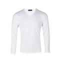 THE COTTON LONDON Men’s Classic V-Neck T-Shirt/Jumper, Long Sleeves 100% Supima Cotton (Medium, White)