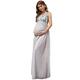 Ever-Pretty Women's Sleeveless V Neck Empire Waist A-Line Sequins Mesh Floor Length Maternity Prom Dresses Grey 8UK