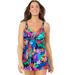 Plus Size Women's Loop Strap Two-Piece Swimdress by Swimsuits For All in Multi Tropical (Size 16)