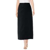 Plus Size Women's True Fit Stretch Denim Midi Skirt by Jessica London in Black (Size 12 W)