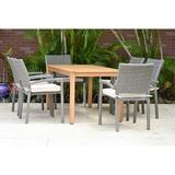 Lark Manor™ Anautica 7 Piece Outdoor Dining Set w/ Cushions Wood in Brown/White | 29 H x 59 W x 33 D in | Wayfair 624517C6968C4914A94903C97D362A04