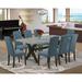 Red Barrel Studio® Aiton 9-Pc Dining Room Set - 8 Kitchen Parson Chairs & 1 Modern Rectangular Cement Dining Table Top w/ Button Tufted Chair Back | Wayfair