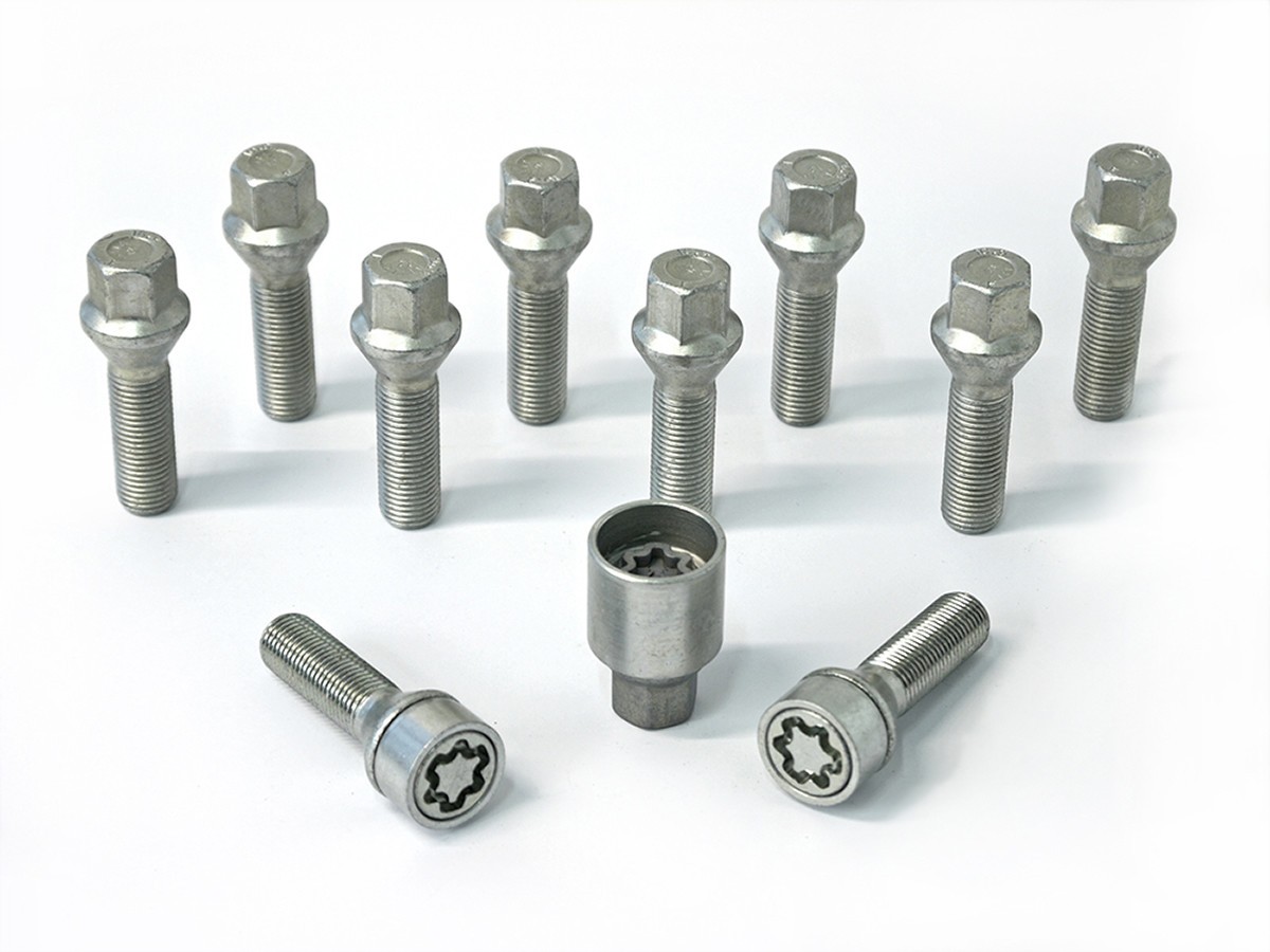 H&R 10x Kegelbundschraube M14x1,5x28mm SW17 1452801SET Radschraube Silber Image