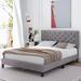 Latitude Run® Emanuell Velvet Tufted Bed Frame w/ Adjustable Headboard Upholstered/Velvet in Gray | 45.3 H x 61.8 W x 82.6 D in | Wayfair