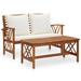 Winston Porter Patio Furniture Set 2 Piece Bench Seat w/ Table Solid Acacia Wood Wood/Natural Hardwoods in White | Wayfair