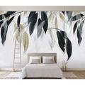 GK Wall Design Banana Dark Vintage Leaves Tropical Removable Textured Wallpaper Non-Woven in Gray | 112" W x 75" L | Wayfair GKWP000336W112H75