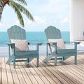 Sand & Stable™ Wesley Set Of 2 Faux Wood Adirondack Chair Weather Resistant For Patio Garden, Backyard, Porches And Indoors in Blue | Wayfair