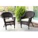 Espresso Wicker Chair With Tan Cushion - Set Of 4- Jeco Wholesale W00201_4-C-FS006-CS