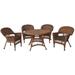 5Pc Honey Wicker Dining Set - Brown Cushions- Jeco Wholesale W00205D-C-G-FS007