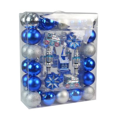 50Pk Christmas Ornament-Blue And Silver- Jeco Wholesale CHD-TA155