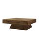 Table basse carré 100 cm en bois recyclé et pied trapèze