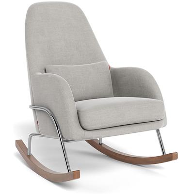 Monte Design Jackson Rocker - Chrome Base / Smoke Natural Cotton/Linen Fabric