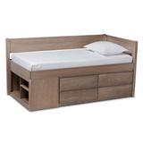 Baxton Studio Levon Modern Antique Oak Finished Wood 4-Drawer Twin Size Storage Bed - Wholesale Interiors MG0042-Antique Oak-Twin