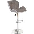 Tabouret de bar HHG 244, tabouret de bar, cuir synthétique réglable en hauteur couleur taupe - beige