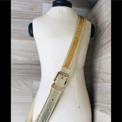 Michael Kors Accessories | Michael Kors Mk Gold Women Accessories Belt Italy | Color: Cream/Gold | Size: Os