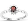 The Diamond and Wedding Ring Bargain Centre The Garnet Ring Collection: Beautiful Sterling Silver Oval Garnet & Diamond Cluster Engagement Ring (Size N) …,R10508GWD