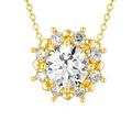 SISGEM 9 ct Gold Daisy Necklace, Solid Yellow Gold Daisy Pendant Necklace with 5A Cubic Zirconia, for Women Girls Ladies Mum Sisters, 16"+1"+1"