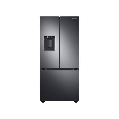 Samsung 22 cu. ft. Smart 3-Door French Door Refrigerator with External Water Dispenser in Fingerprint Resistant in Black Stainless Steel
